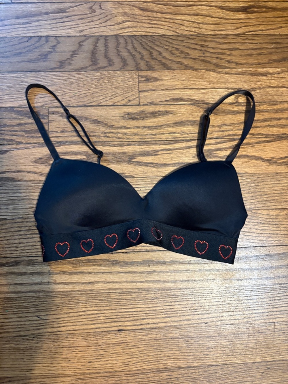 Bra PINK Victoria Secret Black Heart-Embroidered Wireless - Women Intimates